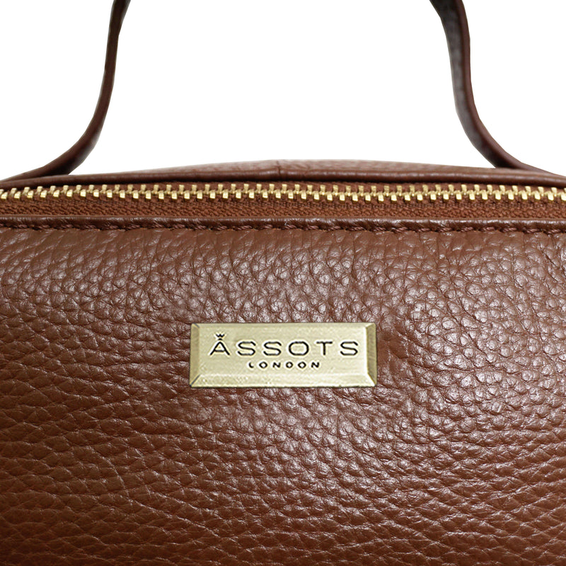 'ELLA' Tan Pebble Grain Mini Real Leather Backpack for Women