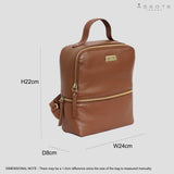 'ELLA' Tan Pebble Grain Mini Real Leather Backpack for Women