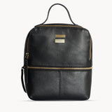 'ELLA' Black Pebble Grain Mini Real Leather Backpack for Women