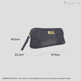 'EMILY' Small Navy & Yellow Gold Sparkle Leather MakeUp Bag