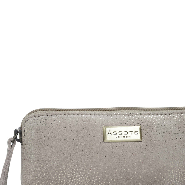 'EMILY' Small Beige & Yellow Gold Sparkle Leather MakeUp Bag