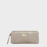 'EMILY' Small Beige & Yellow Gold Sparkle Leather MakeUp Bag