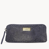 'EMILY' Small Navy & Yellow Gold Sparkle Leather MakeUp Bag