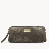 'EMILY' Small Olive & Yellow Gold Sparkle Leather MakeUp Bag