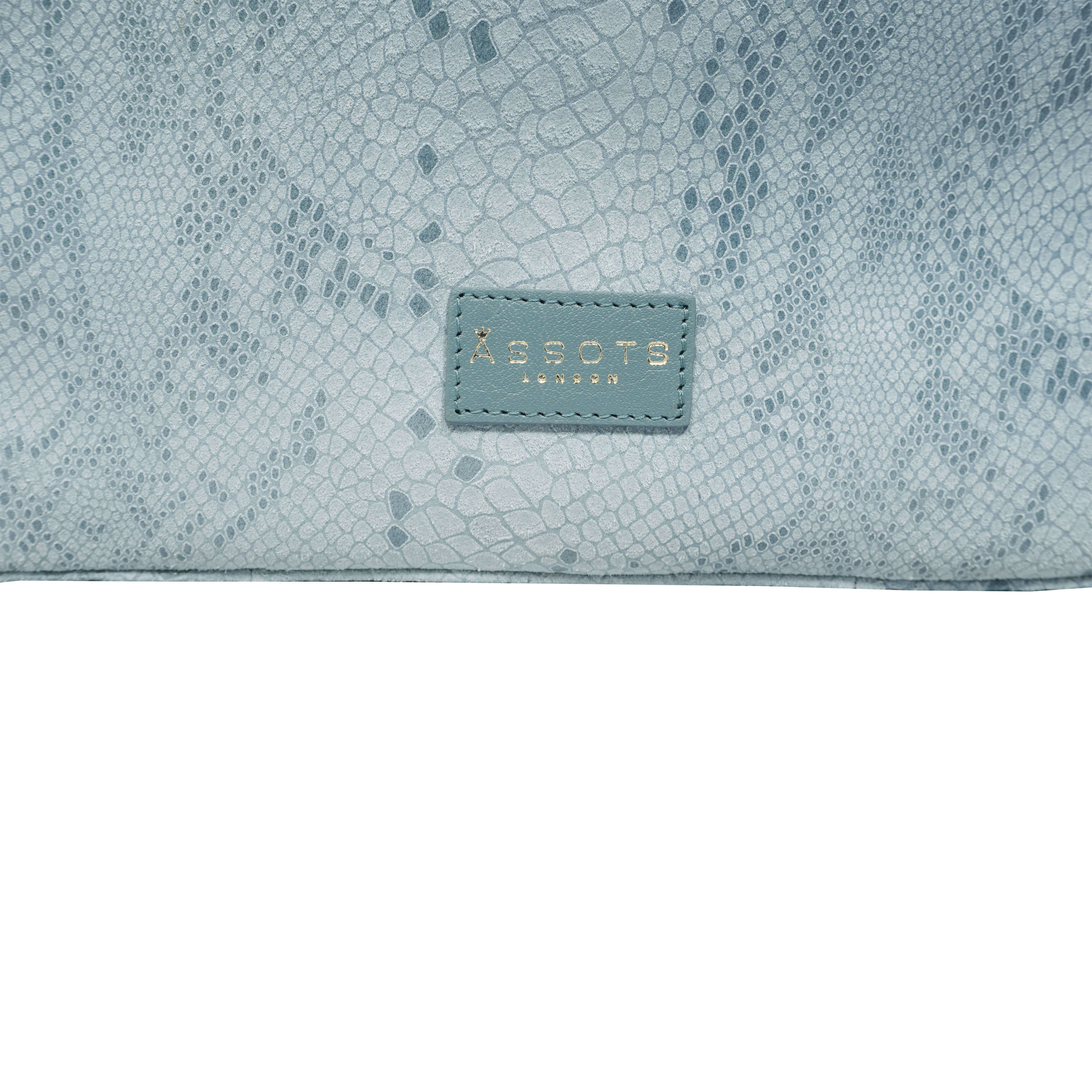 'Esme' Baby Blue Python Snake Real Leather Slouchy Hobo Bag