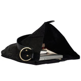 'Esme' Black Python Snake Real Leather Slouchy Hobo Bag