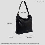 'Esme' Black Python Snake Real Leather Slouchy Hobo Bag