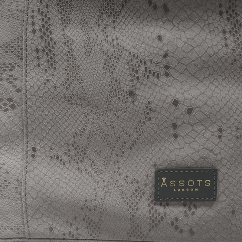 'Esme' Grey Python Snake Real Leather Slouchy Hobo Bag