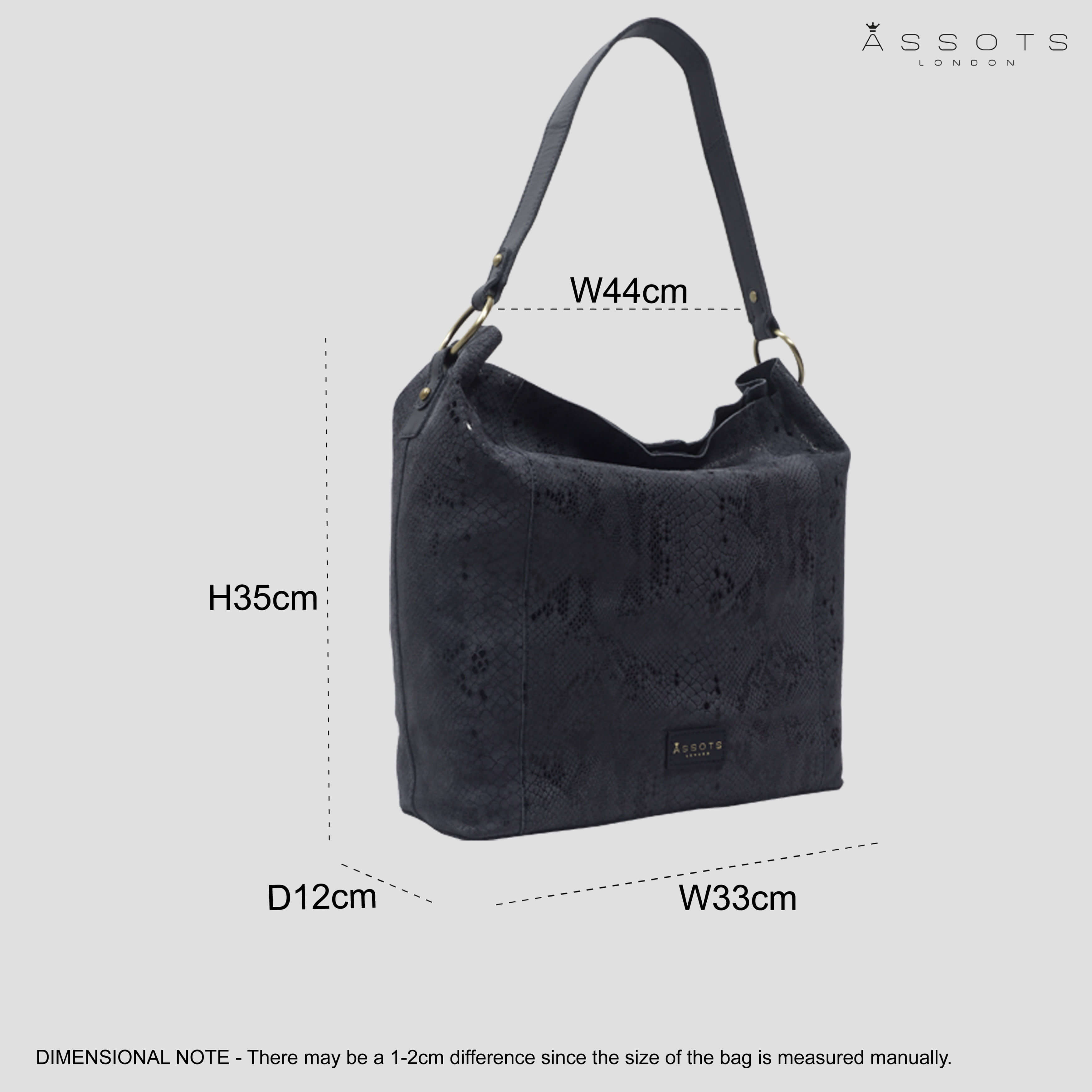 'Esme' Navy Python Snake Real Leather Slouchy Hobo Bag