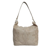 'Esme' Cream Python Snake Real Leather Slouchy Hobo Bag