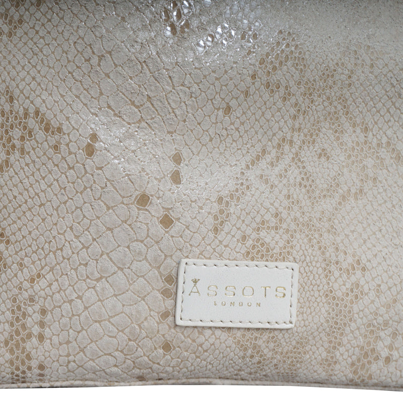 'Esme' Cream Python Snake Real Leather Slouchy Hobo Bag