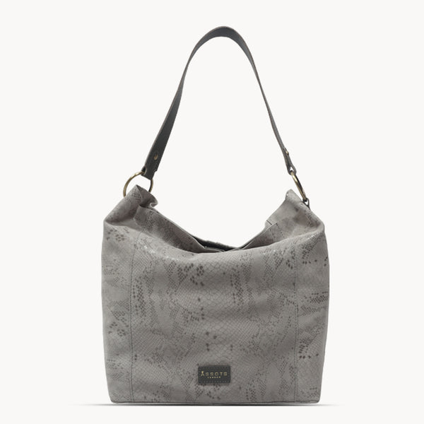 'Esme' Grey Python Snake Real Leather Slouchy Hobo Bag