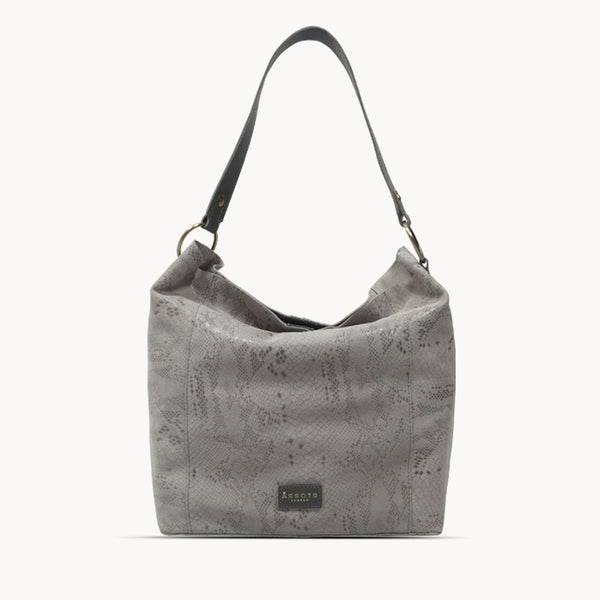 'Esme' Grey Python Snake Real Leather Slouchy Hobo Bag
