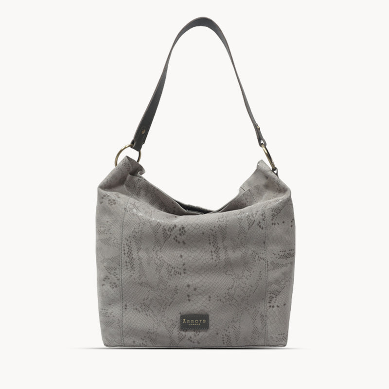 'Esme' Grey Python Snake Real Leather Slouchy Hobo Bag