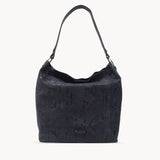 'Esme' Navy Python Snake Real Leather Slouchy Hobo Bag