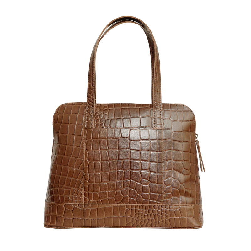 'Eva' Tan Croc Real Leather Designer Unlined Tote Bag