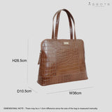 'Eva' Tan Croc Real Leather Designer Unlined Tote Bag