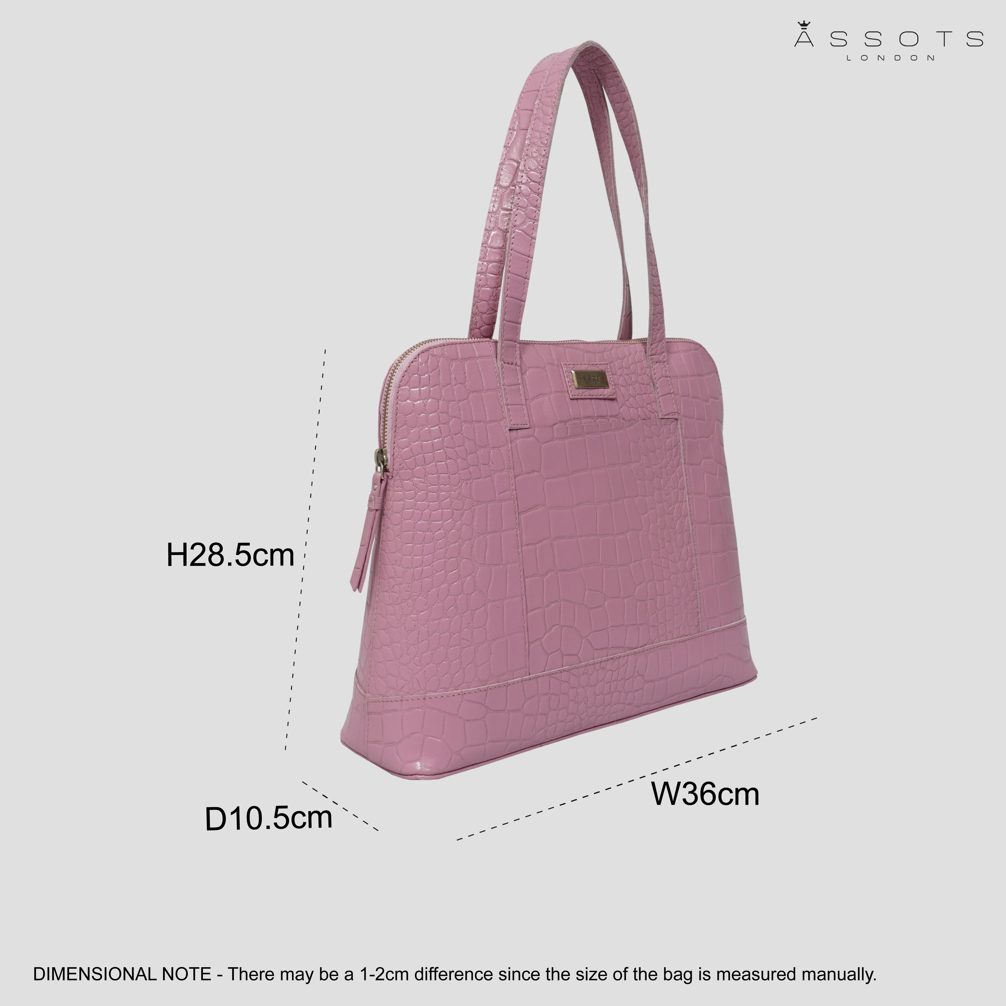 'Eva' Pink Croc Real Leather Designer Unlined Tote Bag