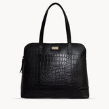 'Eva' Black Croc Real Leather Designer Unlined Tote Bag