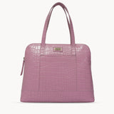 'Eva' Pink Croc Real Leather Designer Unlined Tote Bag
