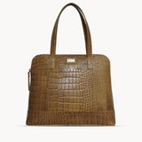 'Eva' Mustard Croc Real Leather Designer Unlined Tote Bag