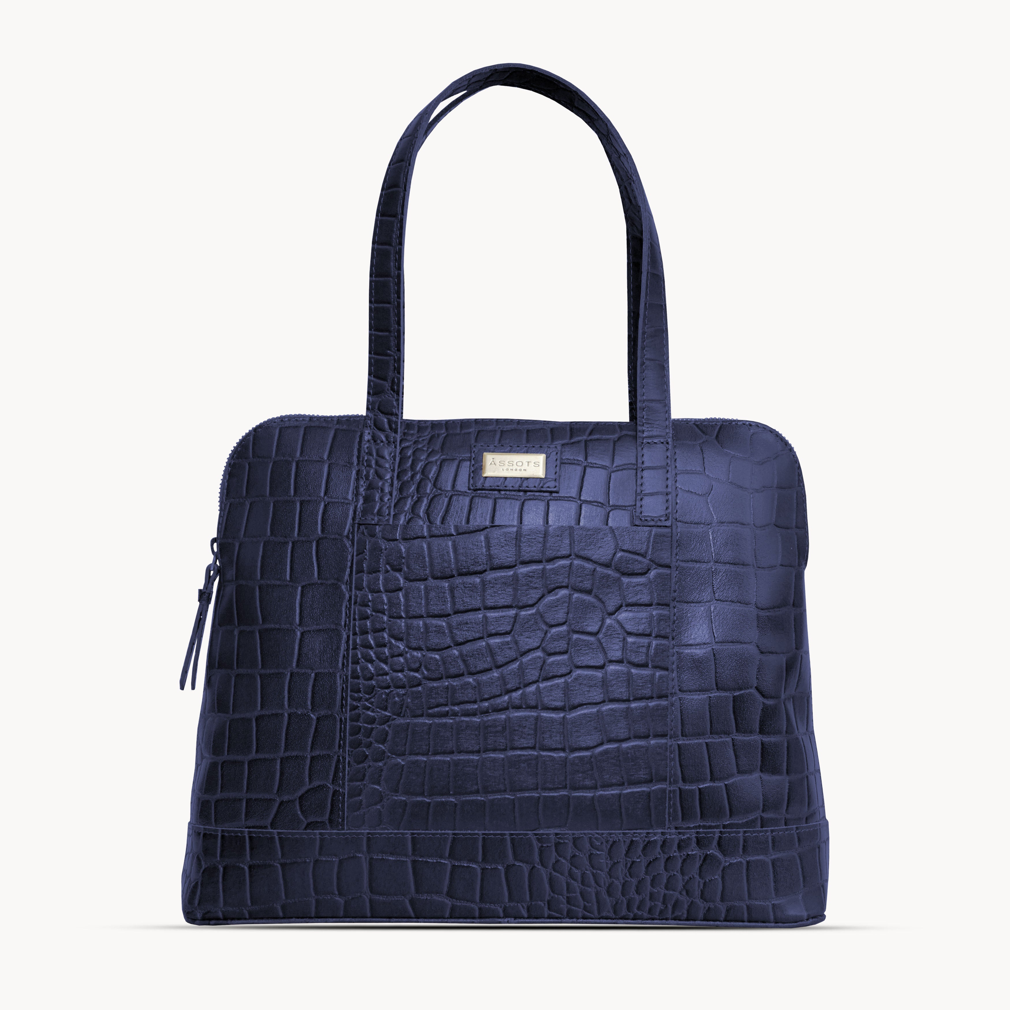 Womens Navy Lightweight Real Croc Leather Tote Bag UK | Eva