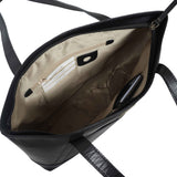 'EVELYN' Black Polished VT Real Leather Designer Tote Work Bag