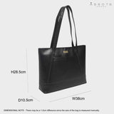 'EVELYN' Black Polished VT Real Leather Designer Tote Work Bag