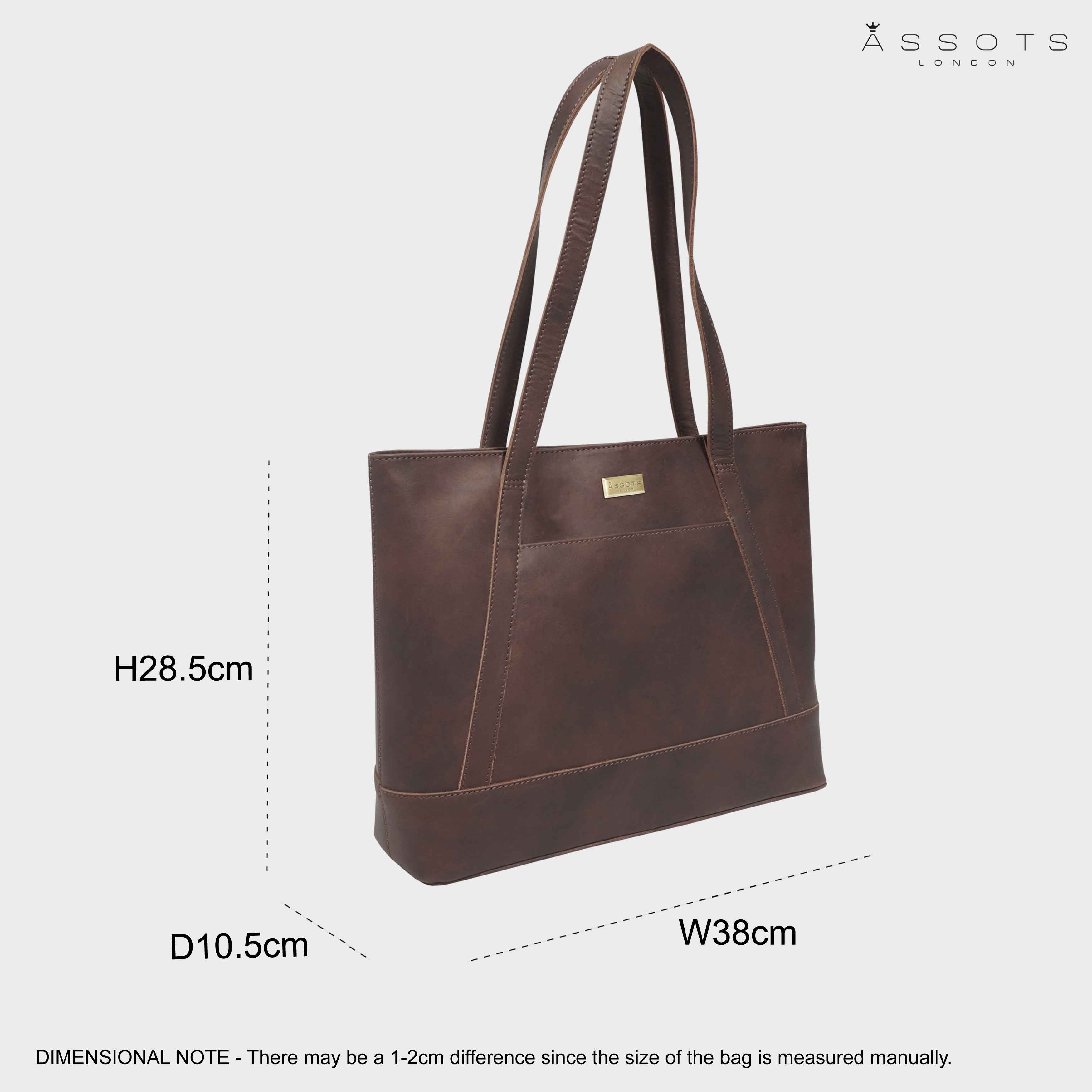 'EVELYN' Brown Oily Chestnut Real Leather Designer Tote Work Bag
