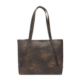 'EVELYN' Brown Crazy Horse Distressed Real Leather Designer Tote Work Bag