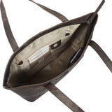 'EVELYN' Brown Crazy Horse Distressed Real Leather Designer Tote Work Bag