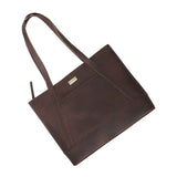 'EVELYN' Brown Oily Chestnut Real Leather Designer Tote Work Bag