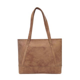 'EVELYN' Tan Walnut Real Distressed Leather Designer Tote Work Bag