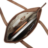 'EVELYN' Tan Walnut Real Distressed Leather Designer Tote Work Bag