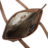 'EVELYN' Tan Walnut Real Distressed Leather Designer Tote Work Bag