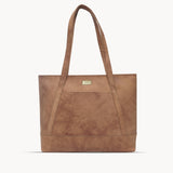 'EVELYN' Tan Walnut Real Distressed Leather Designer Tote Work Bag