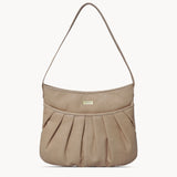'EVIE' Nude Pleated Real Leather Natural Grain Shoulder Bag