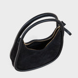 'FAYE' Black Suede Real Leather Shoulder Mini Grab Bag