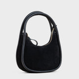 'FAYE' Black Suede Real Leather Shoulder Mini Grab Bag