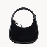'FAYE' Black Suede Real Leather Shoulder Mini Grab Bag