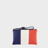 'FRENCH' Country Flag Designer Leather Wristlet