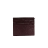 'FANN' Burgundy Croc Embossed Round Design RFID Leather Credit Card Holder