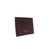 'FANN' Burgundy Croc Embossed Round Design RFID Leather Credit Card Holder