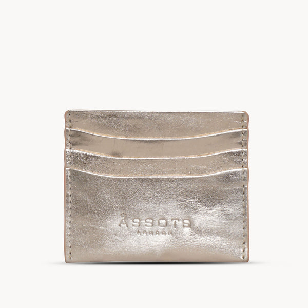 'FANN' Metallic Rose Gold Leather Round Design RFID Credit Card Holder