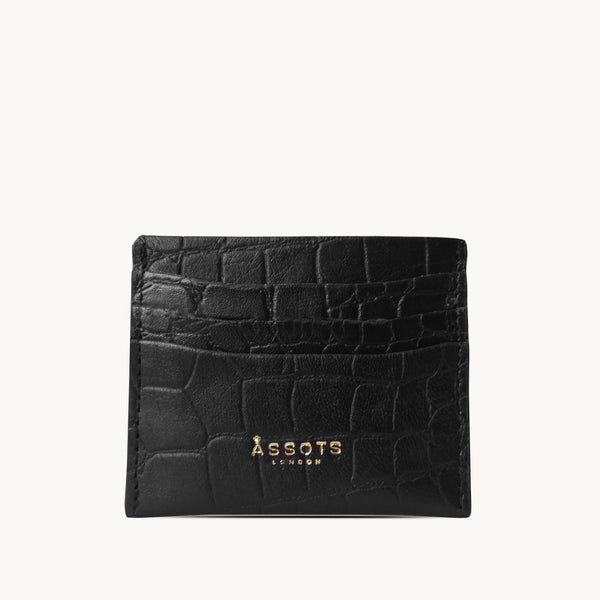 'FANN' Black Croc RFID Leather Credit Card Holder
