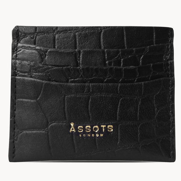 'FANN' Black Croc RFID Leather Credit Card Holder