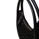 'FESTIVE BAG' Black & Gold Star Sparkle Genuine Leather Shoulder Bag