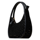 'FESTIVE BAG' Black & Gold Star Sparkle Genuine Leather Shoulder Bag