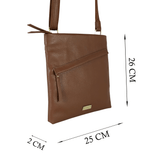 'FLORENCE' Tan Pebble Grain Leather Crossbody Sling Bag