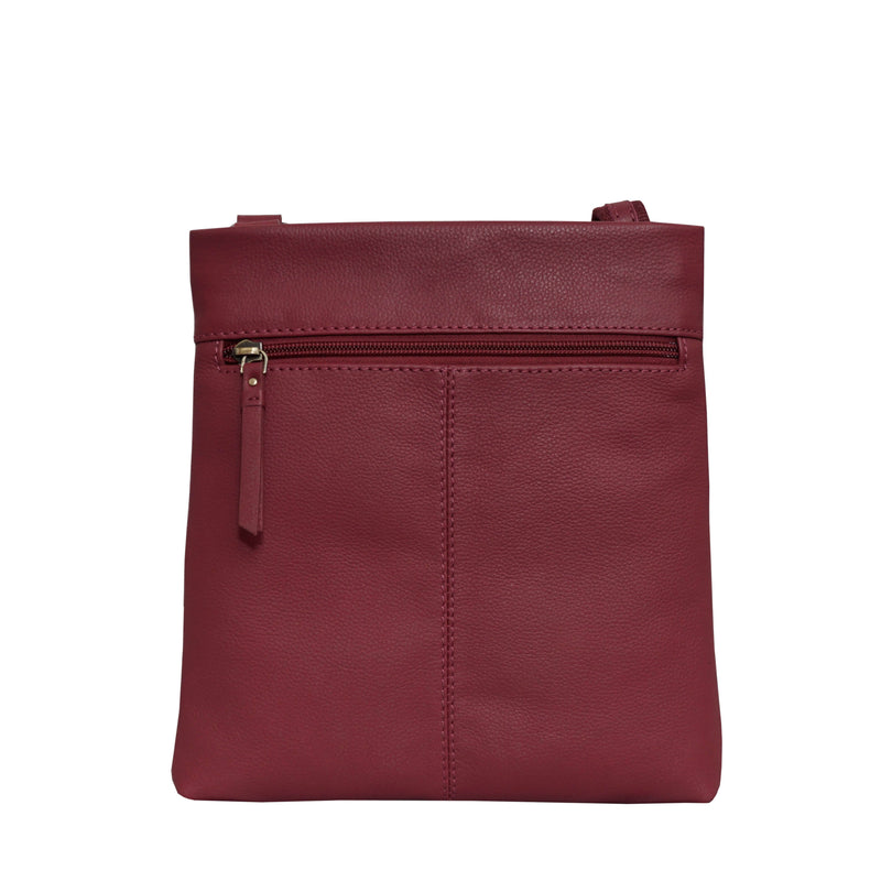'FLORENCE' Carmine Pink Pebble Grain Leather Crossbody Bag